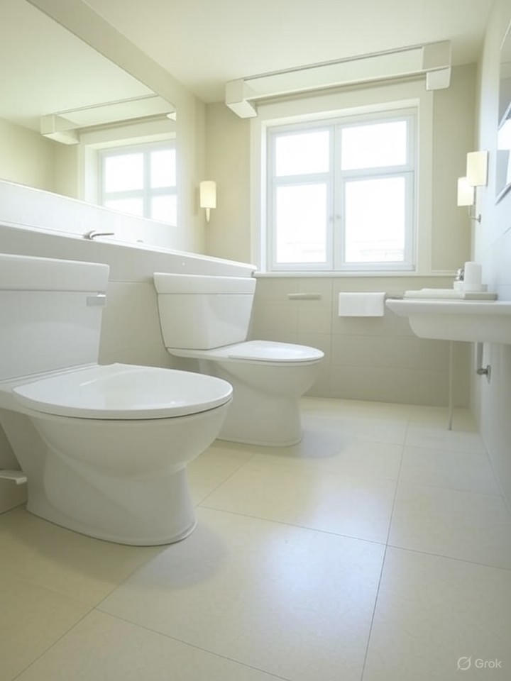 Bathroom in a Villa Medici townhome with modern fixtures, tiled floors, and a spacious layout, clean and bright professional photography.