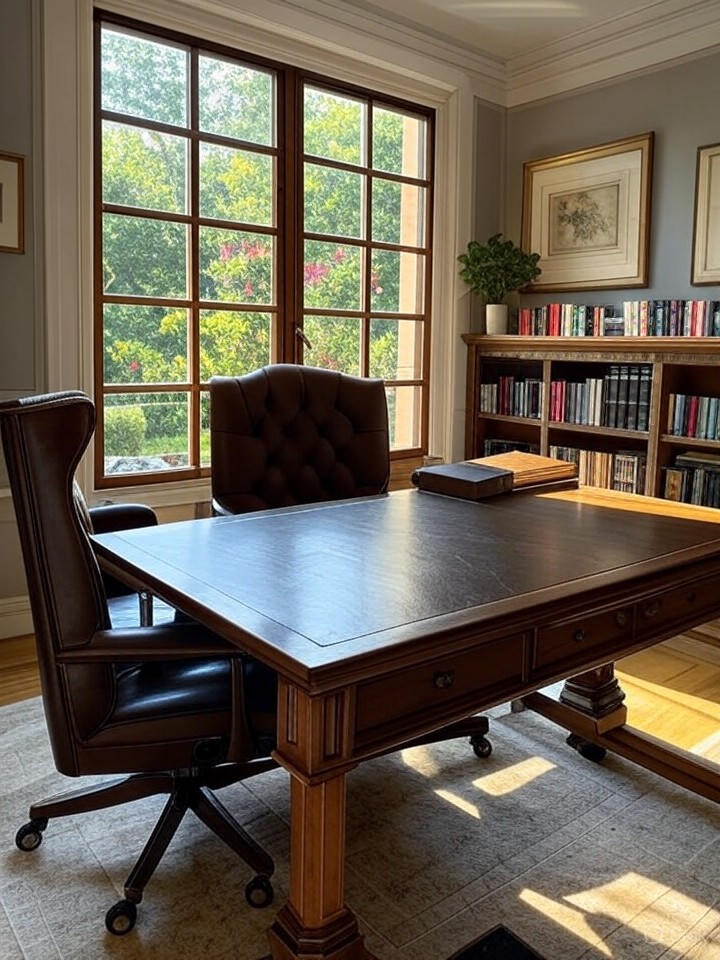 Loft space in a Villa Medici townhome styled as a home office with a desk, chair, and natural light, showcasing versatility, studio setup.