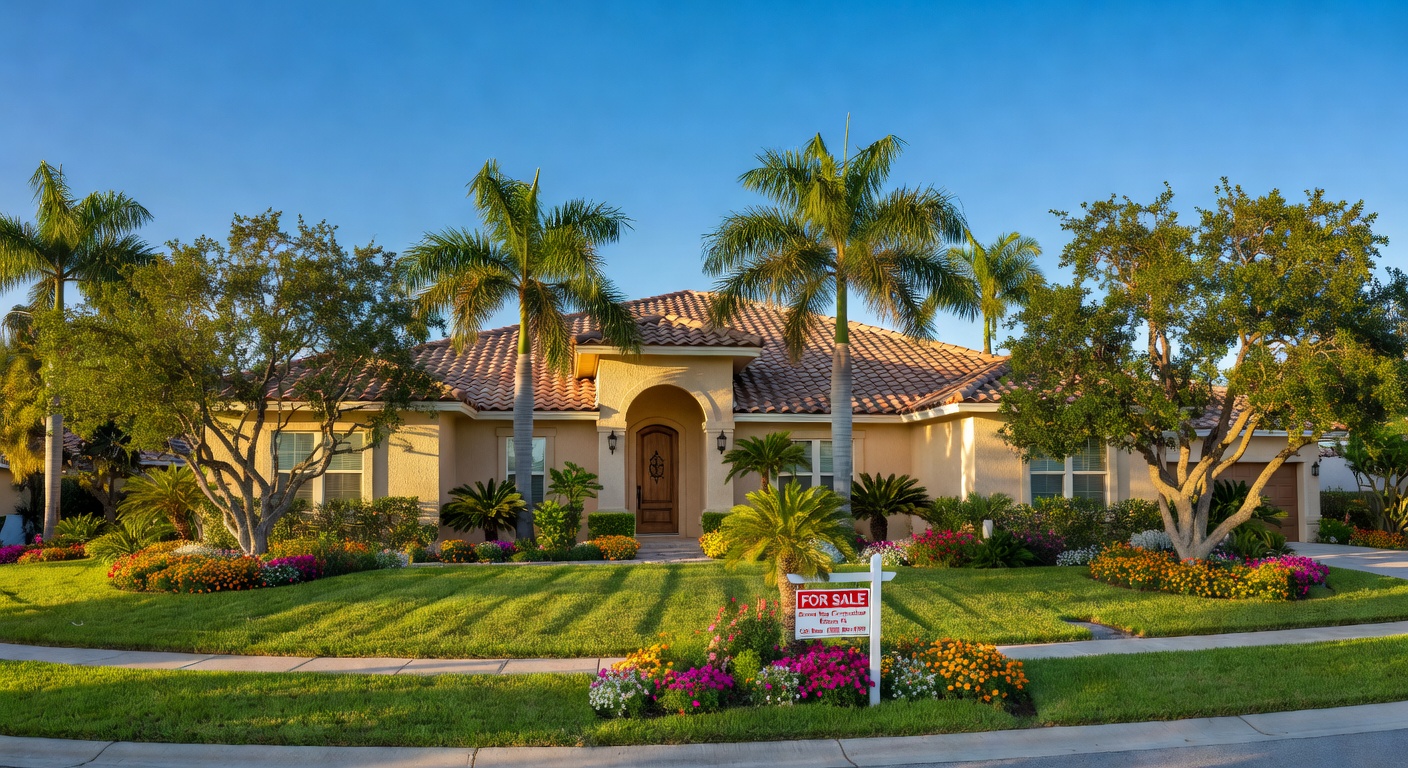 Ultra-realistic 8K comparison chart visualization showing Estero vs Fort Myers home prices, taxes and appreciation in 2026, professional design