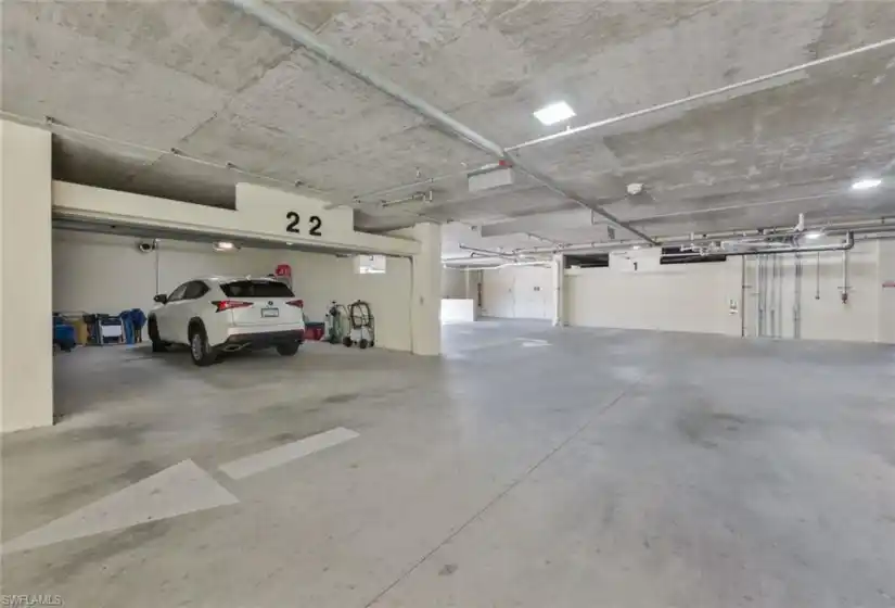 Oversized 2 car parking garage (22' deep X 19' wide). Garage #22
