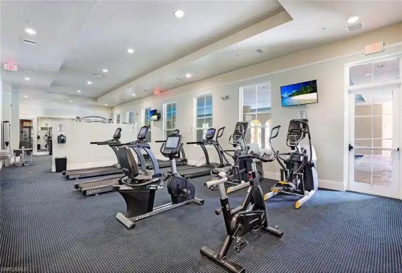 Great area to continue your new year resolutions! Wonderful workout room