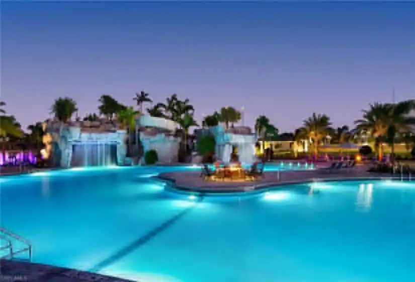 Largest community pool in Estero and features waterfalls and a waterslide.