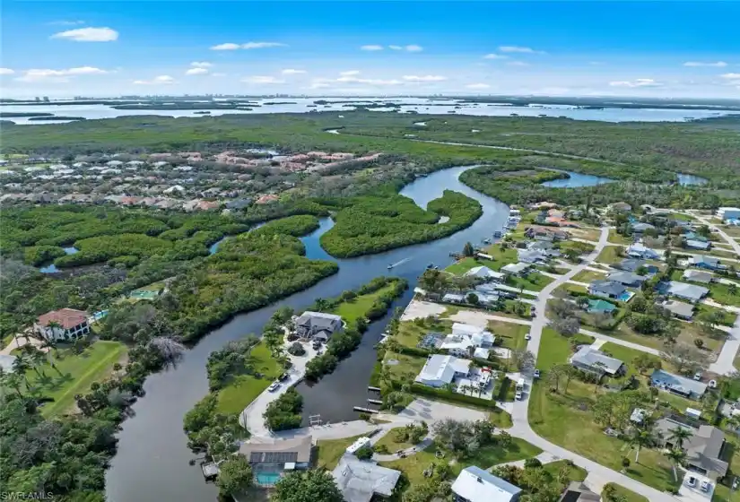 Arial view of river out to the gulf