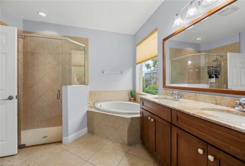 Soaking tub and large step-in shower