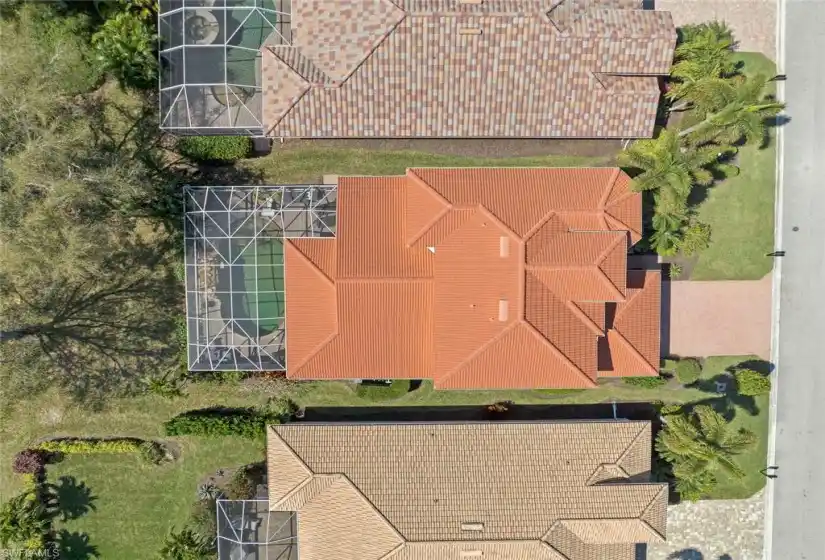 Aerial view directly above home