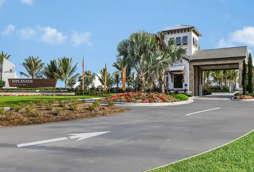 Welcome home at Esplanade Lake Club with the gated entrance.