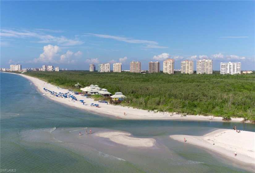 Sand Bar, one of two Pelican Bay private beachfront restaurants/bar with full beach service.