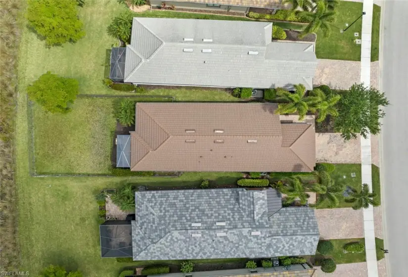 Aerial view directly above home