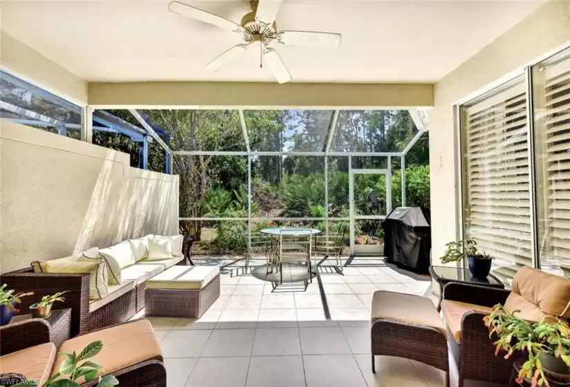 Just off the living room is the oversized lanai, a wonderful extension of the living space.