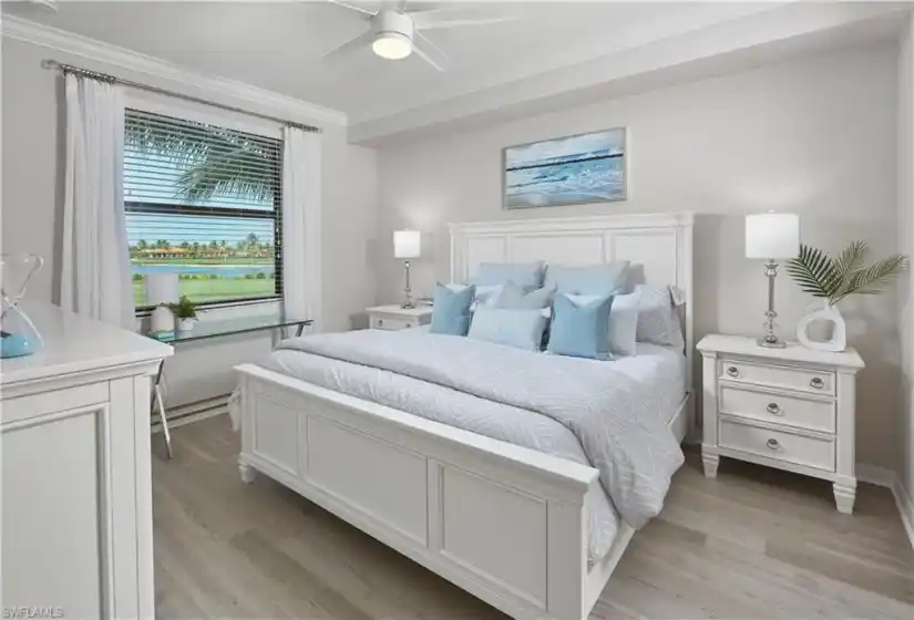 This large primary bedroom with a king size bed will be your sanctuary at day's end!