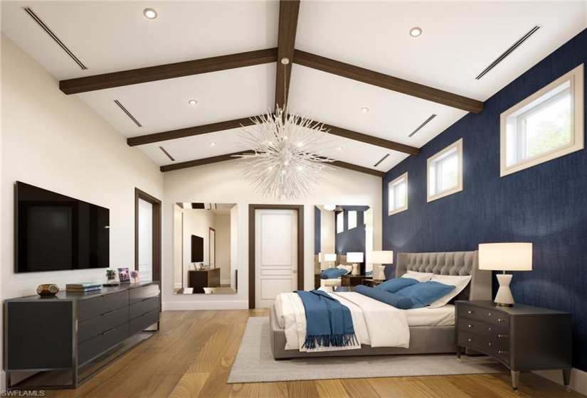 Primary Suite with Beamed Ceilings