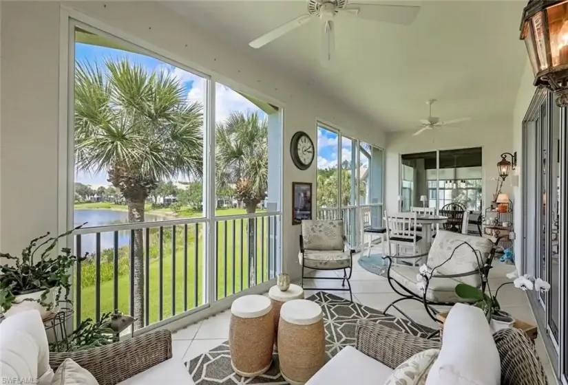 Large Lanai with ceiling fans and views!